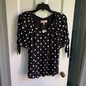 Philosophy Blouse - Black with White Polka Dots